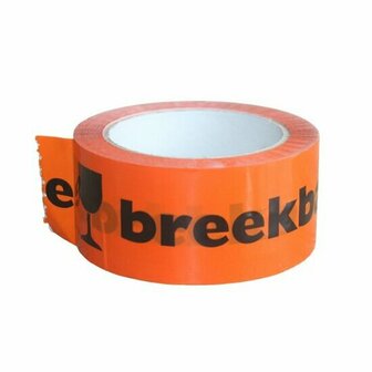 Verpakkingstape Breekbaar Tape Oranje-Zwart 50mm x 66m
