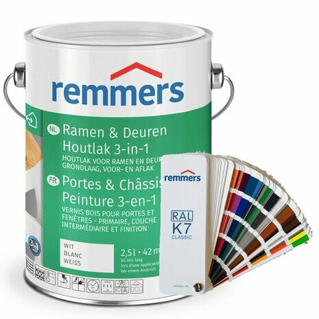 Ramen & Deuren Houtlak 3in1 RAL-kleur naar keuze 2.5L
